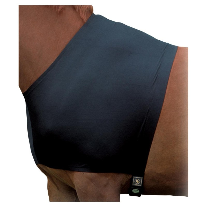 Materiaal: hoogwaardige kwaliteit Lycra · Beschermt de borst en de schouders tegen schuurplekken van dekens · Verschuift niet bij beweging · Elastische singel met klittenbandsluiting