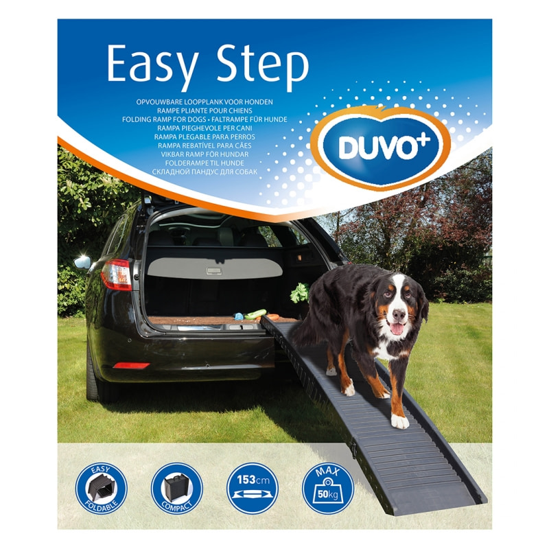 De Easy Step loopplank is een ideaal hulpmiddel om honden te assisteren bij het in- en uitstappen in een voertuig of andere hoger gelegen plaatsen. Uitermate geschikt voor oudere honden en honden met overgewicht of gewrichtsproblemen tot 50 kg. De loopplank kan u gemakkelijk opvouwen tot een compact formaat en is voorzien van een handvat.
- Loopplank van 153cm.
- Lichtgewicht: 3,85 kg